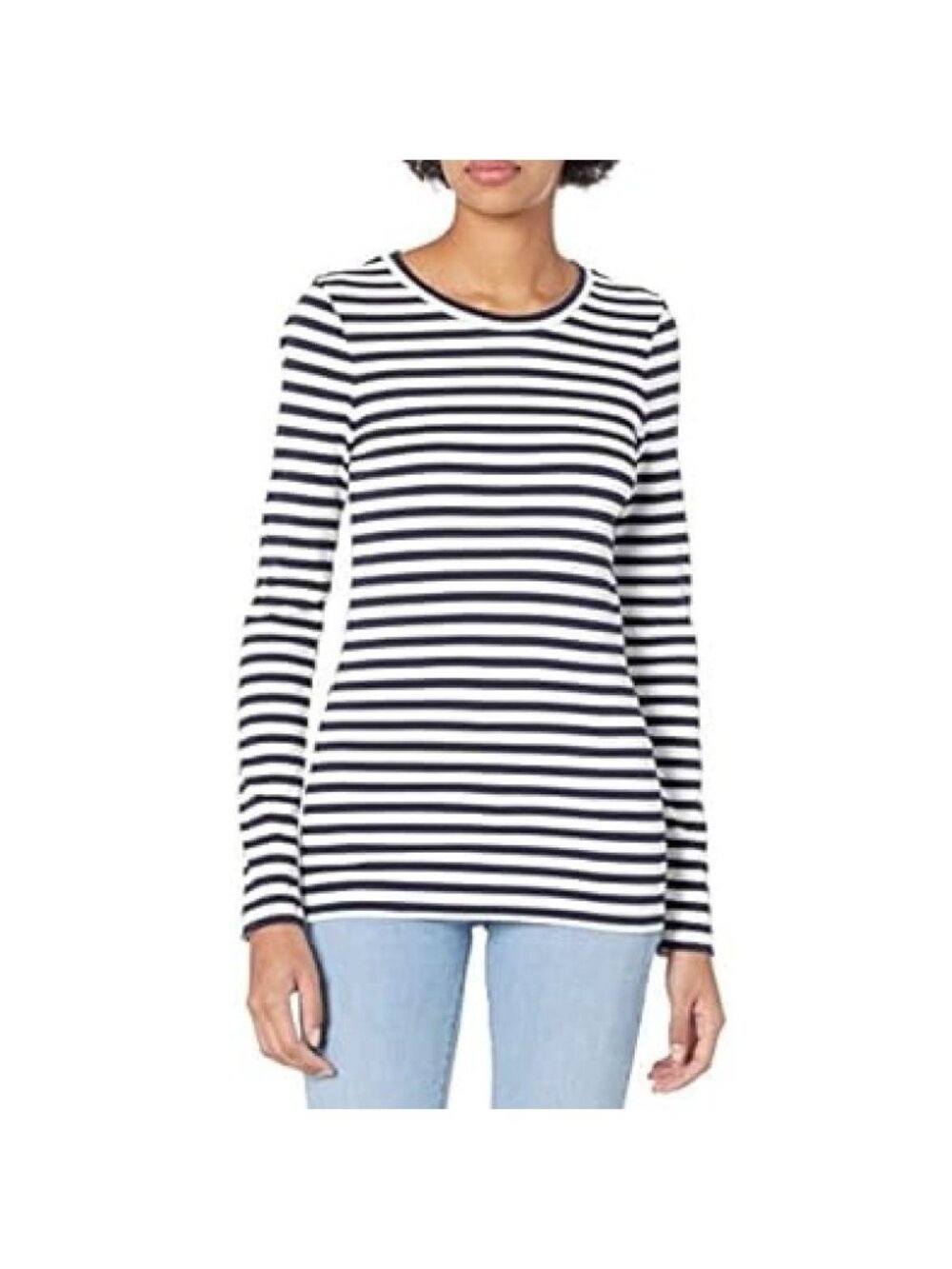 J.Crew Slim Perfect Fit Striped Long Sleeve Cotton T-Shirt in Navy/White - Sz L